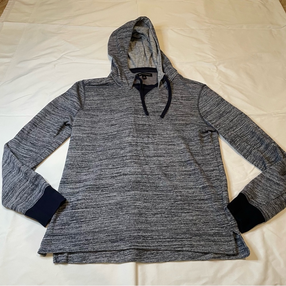 Banana Republic Marled Blue Gray Hoodie with Navy Trim, Medium , Drawstring Hood